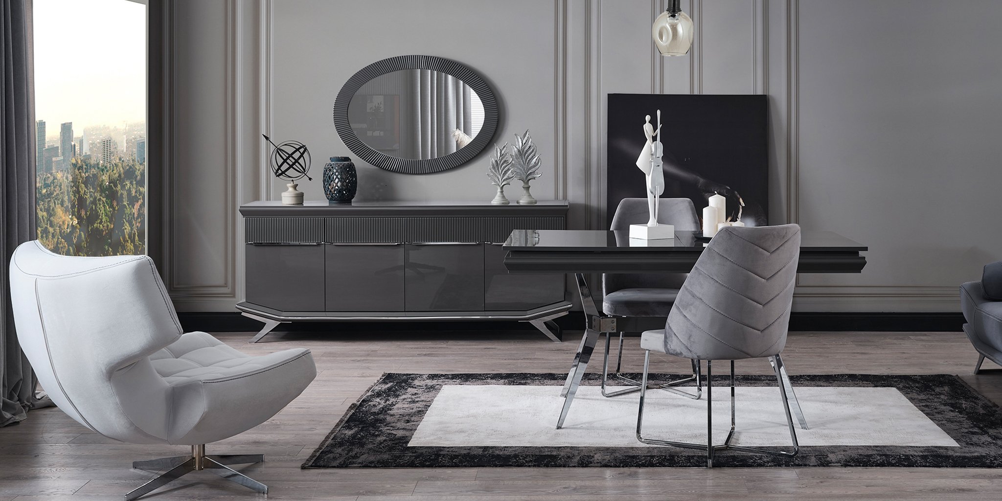 Asya Gümüş Yemek Odası Takımı